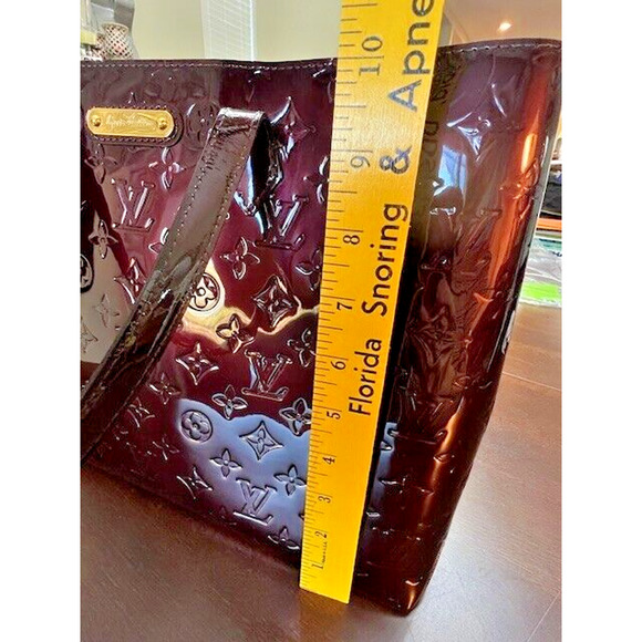LOUIS VUITTON Monogram Vernis Tote Patent Leather Wilshire MM Amarante Burgundy - Picture 14 of 16